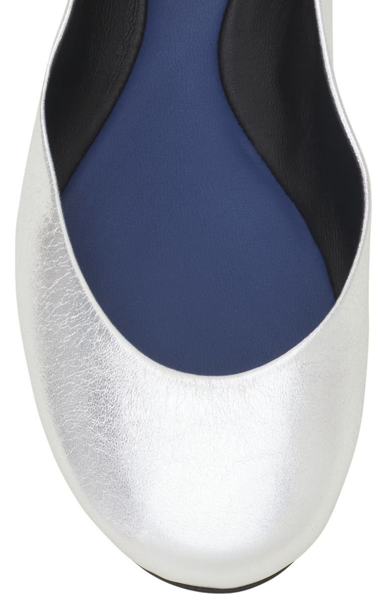 Lanvin The Metallic Leather Ballerina Flat, Alternate, color, Silver