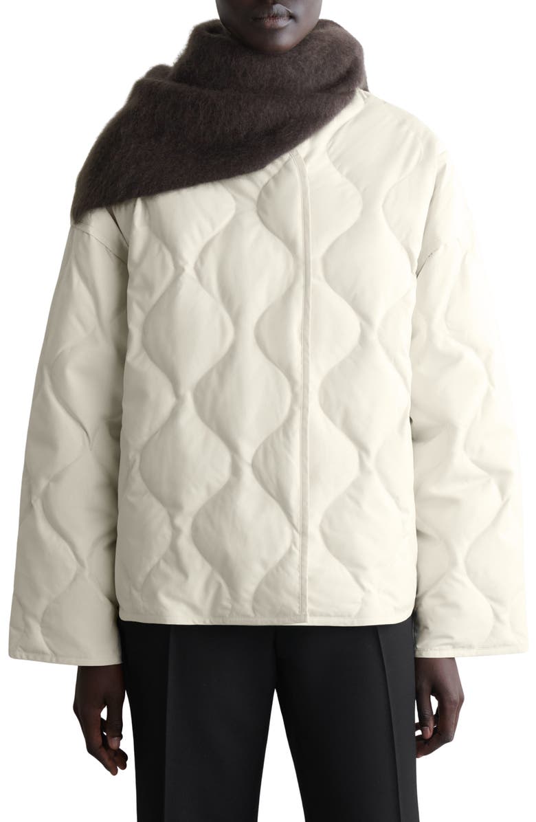 COS Oversize Quilted Down & Feather Jacket, Main, color, White Dusty Light