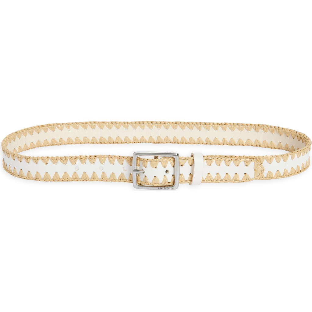 Rag & Bone Raffia Trim Boyfriend Leather Belt