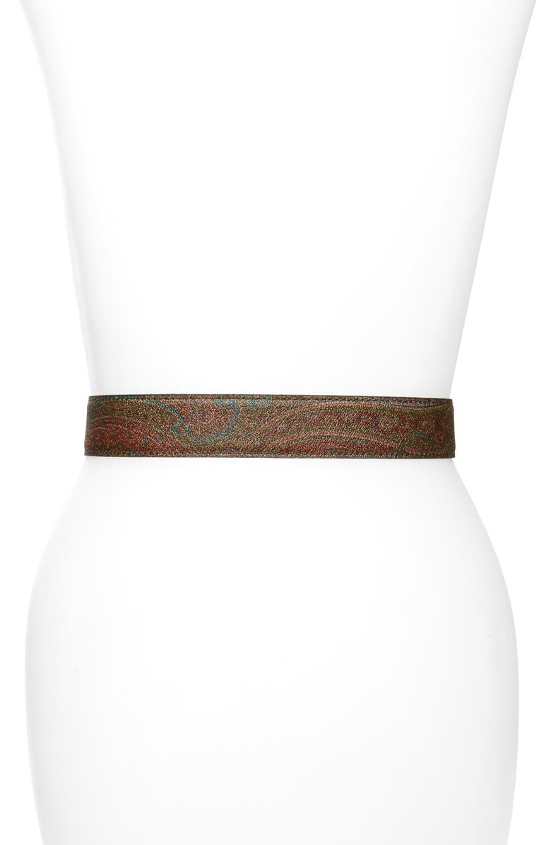 Etro Paisley Logo Buckle Belt, Alternate, color, 