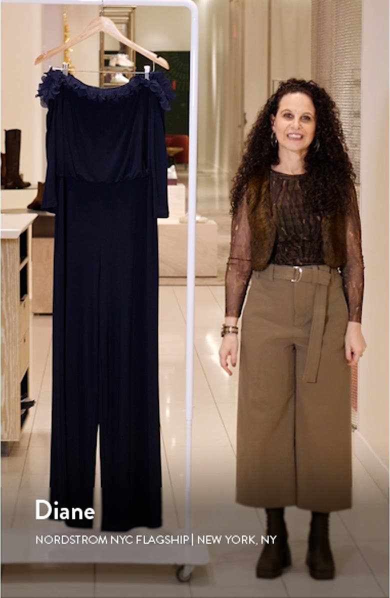 Ruffle Off the Shoulder Blouson Bodice Jumpsuit, sales video thumbnail