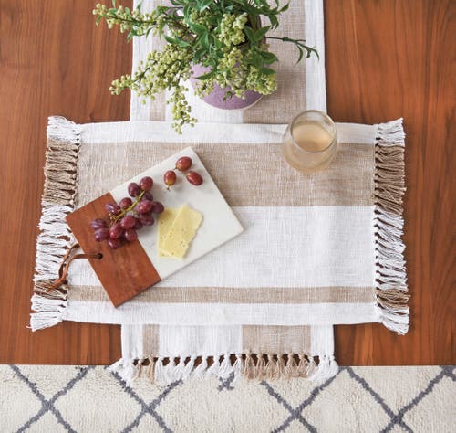 Carol & Frank Morgan Striped Table Runners Collection In White