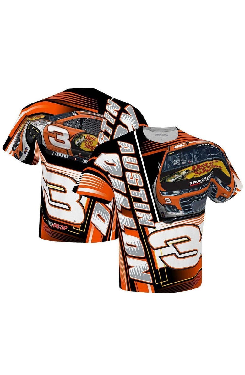 CHECKERED FLAG Men's Checkered Flag White Austin Dillon Bass Pro Shops Sublimated Dynamic Total Print T-Shirt, Alternate, color,