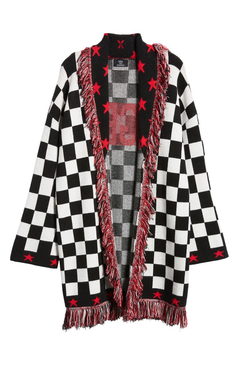 Dressed in Lala Legend Luxe Fringe Checkered Cardigan, Alternate, color,