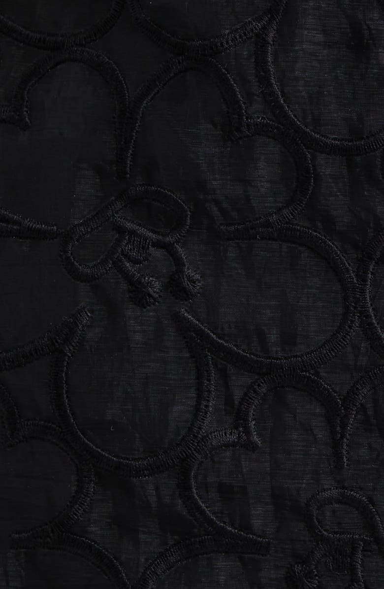 Cecilie Bahnsen Bria Floral Embroidered Organza Midi Skirt, Alternate, color, Black Felicia Embroidery