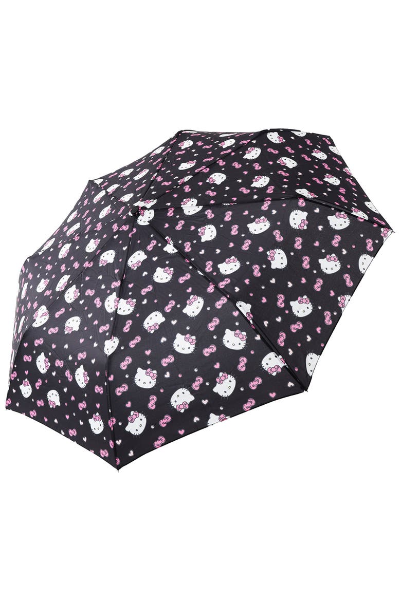 Hearts and Bows All-Over Print Compact Umbrella Officially Licensed Sanrio, Alternate, color, MULTI