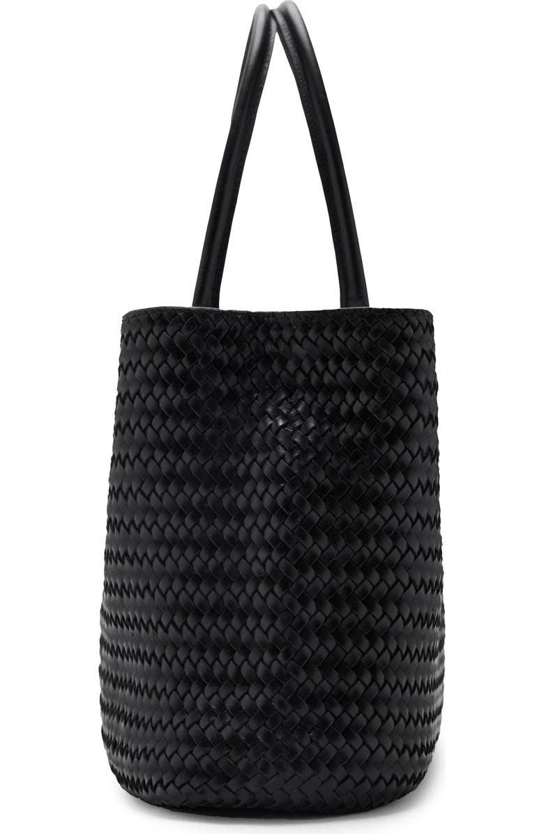 MANGO Large Braided Leather Shoulder Bag, Alternate, color, Black