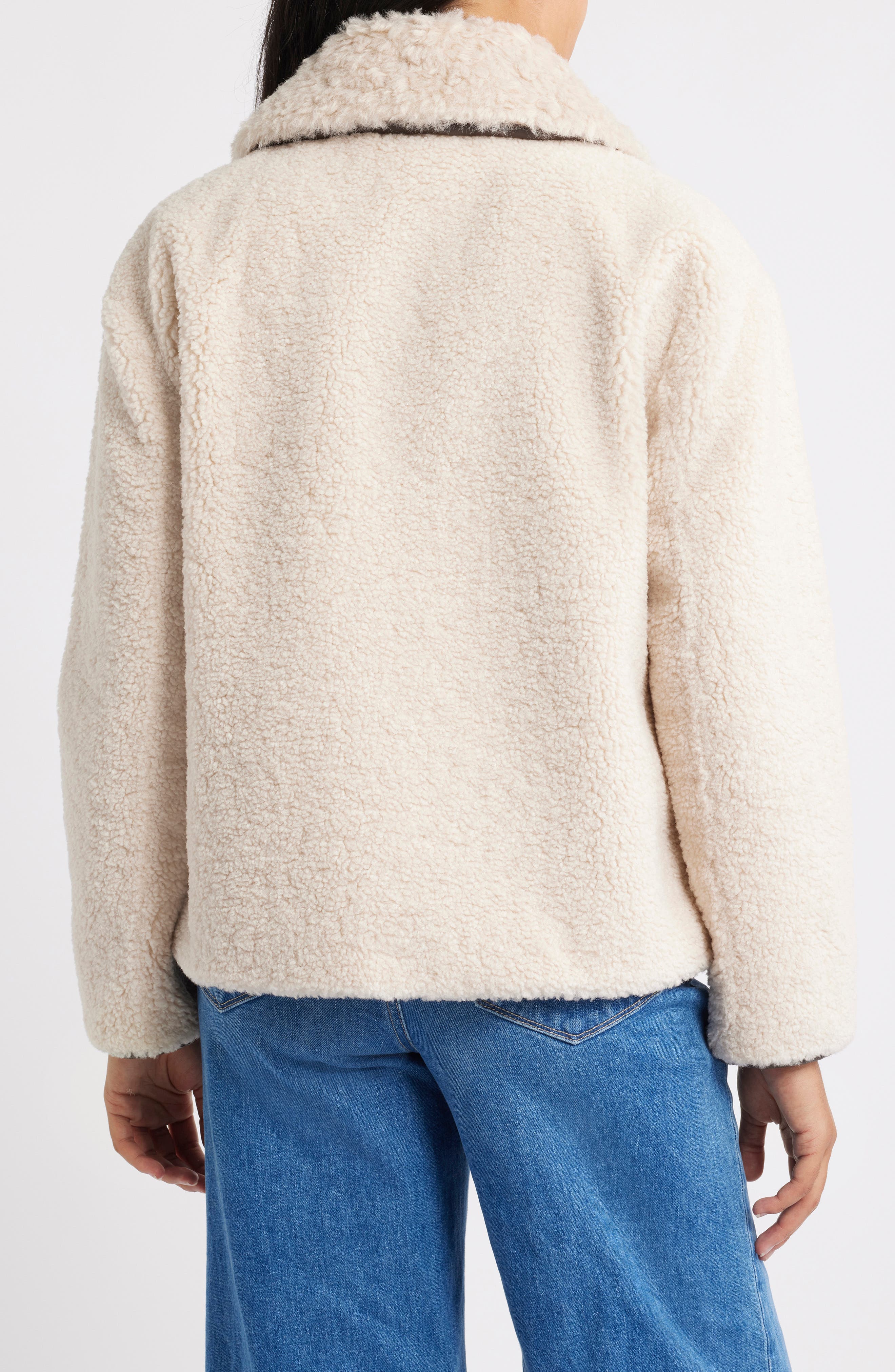 Faux Shearling Zip Front Jacket - image 2