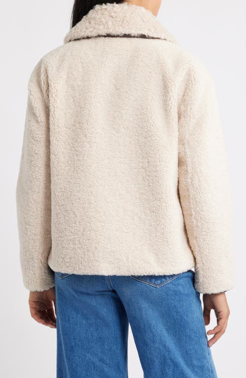 Bcbg Faux Shearling Zip Front Jacket In White