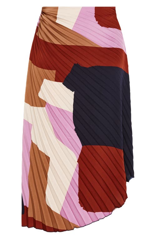 Shop City Chic Amaya Print Pleated Satin Maxi Skirt In Geo Muse