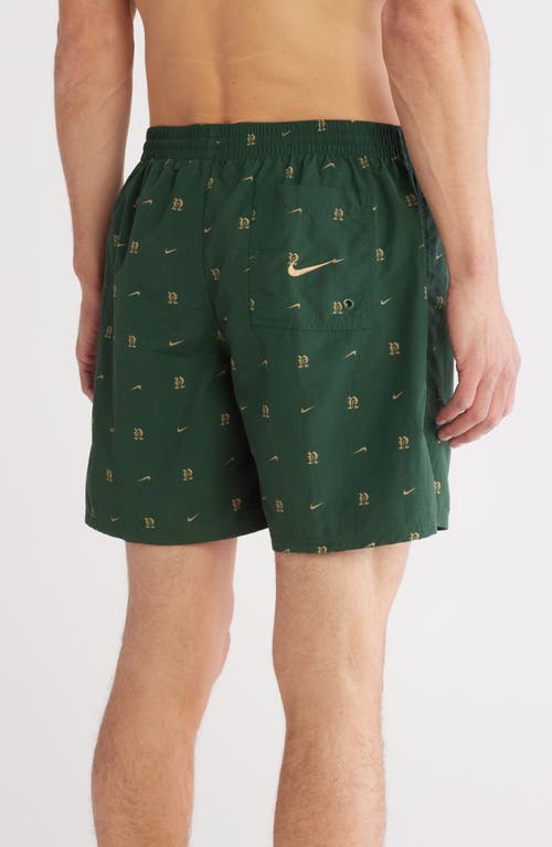 Nike Swim All-over Monogram Nylon 7 Volley Swim Shorts In Fir