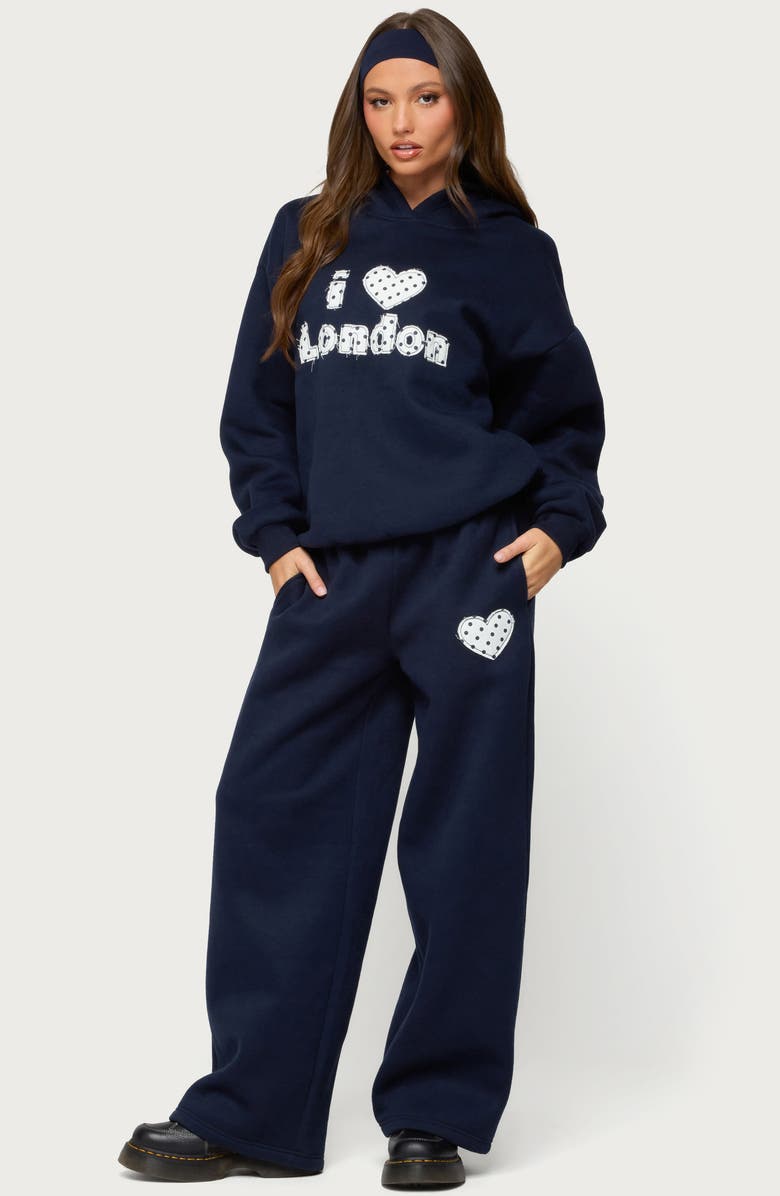 EDIKTED I Heart London Hoodie, Alternate, color, Navy