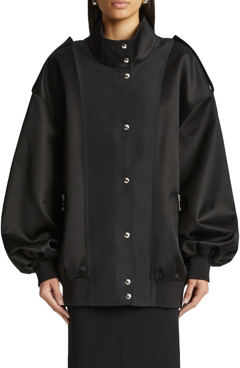 Khaite The Farris Oversize Satin Bomber Jacket, Main, color,