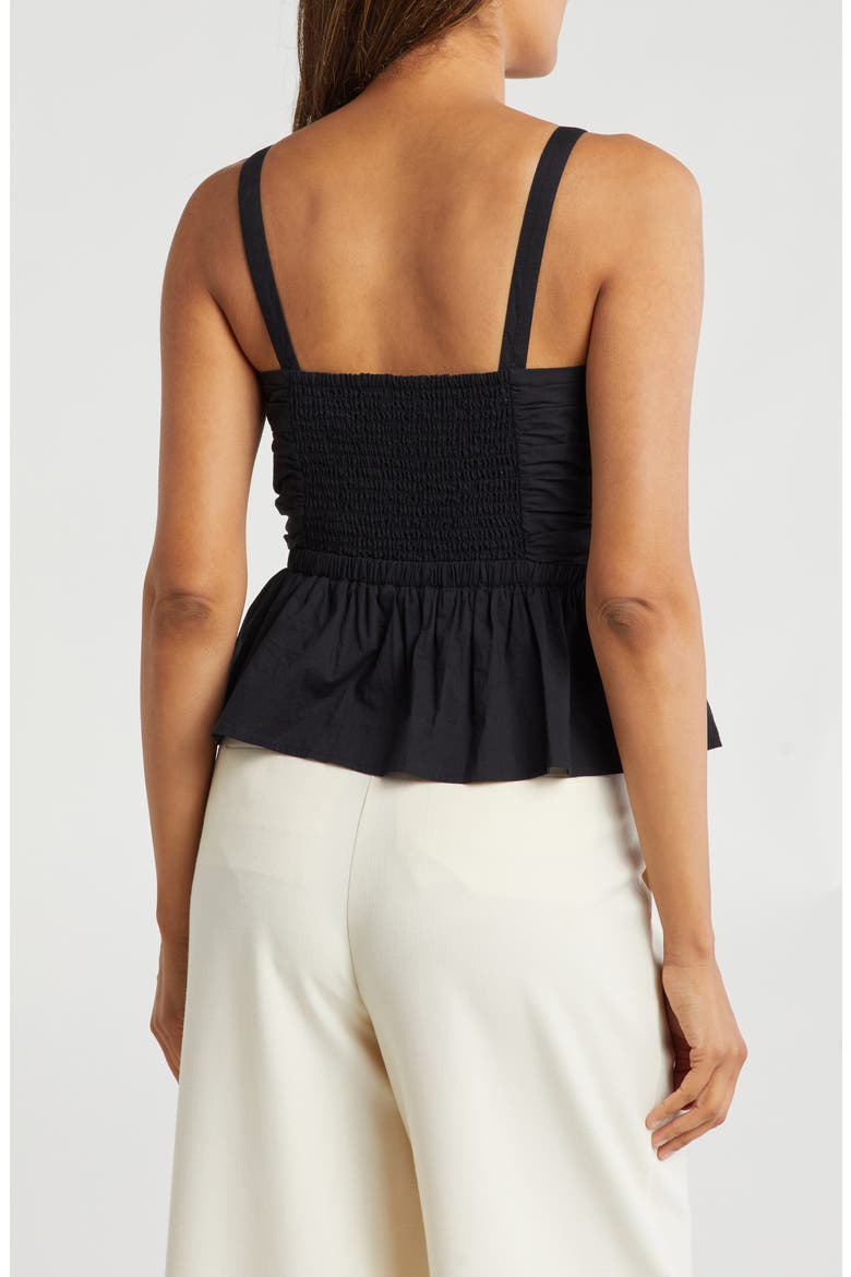 Shirred Peplum Top, Alternate, color, CAVIAR