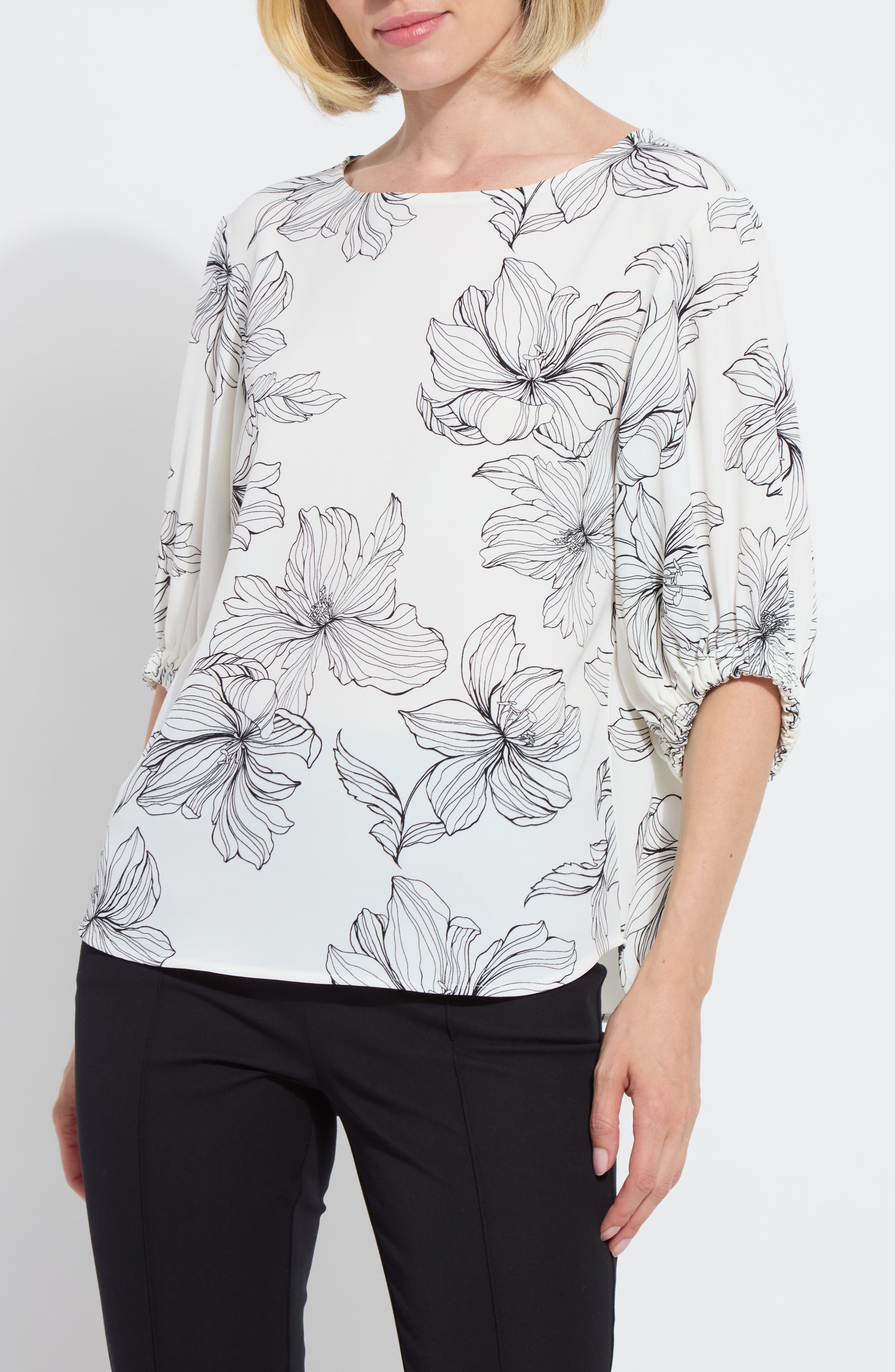 Lysse Veda Floral Balloon Sleeve Top