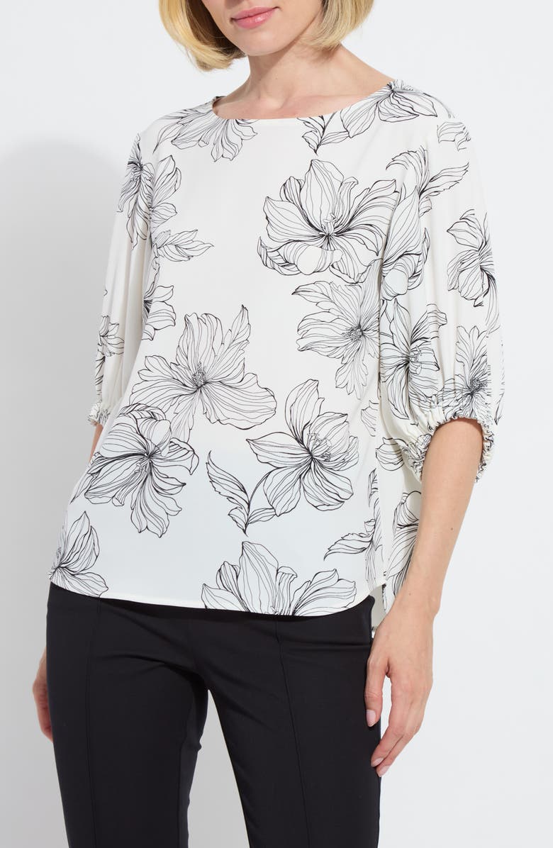 Lysse Veda Floral Balloon Sleeve Top, Main, color, Tres Chic