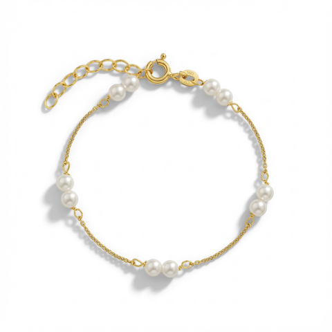 14k Double Freshwater Cultured Pearl Bracelet