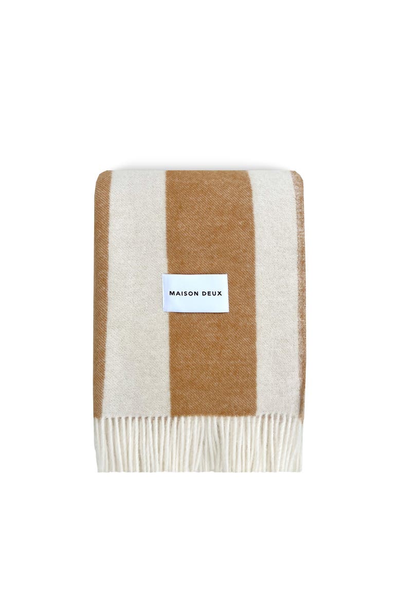 Maison Deux Rough Stripe Blanket, Main, color, Open Brown
