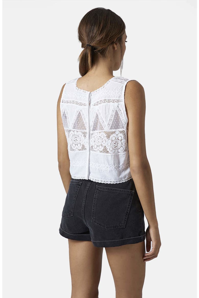 Sleeveless Cotton Embroidered Blouse, Alternate, color, WHITE