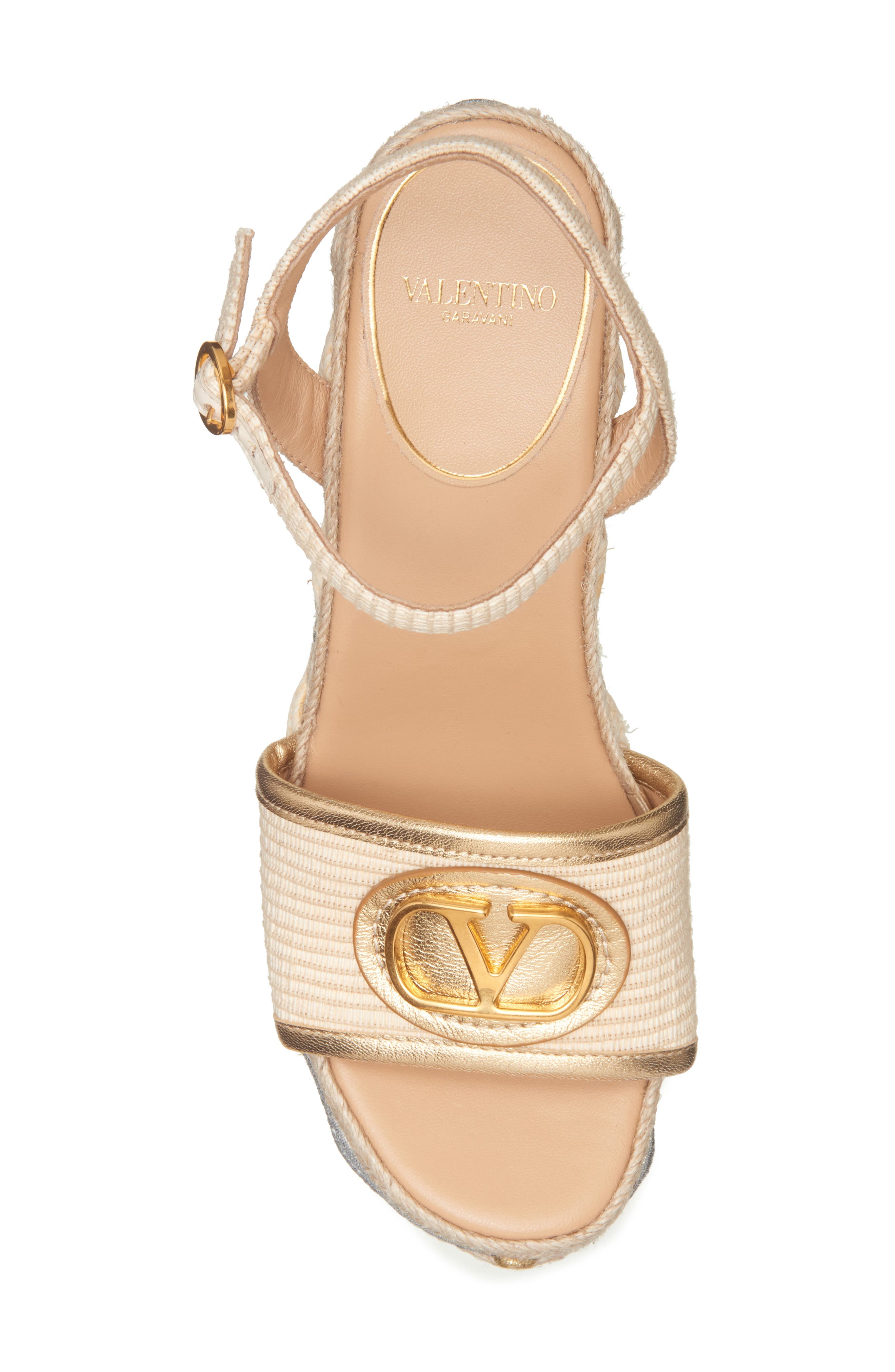 Valentino Garavani VLOGO Espadrille Wedge Sandal, Alternate, color, Natural