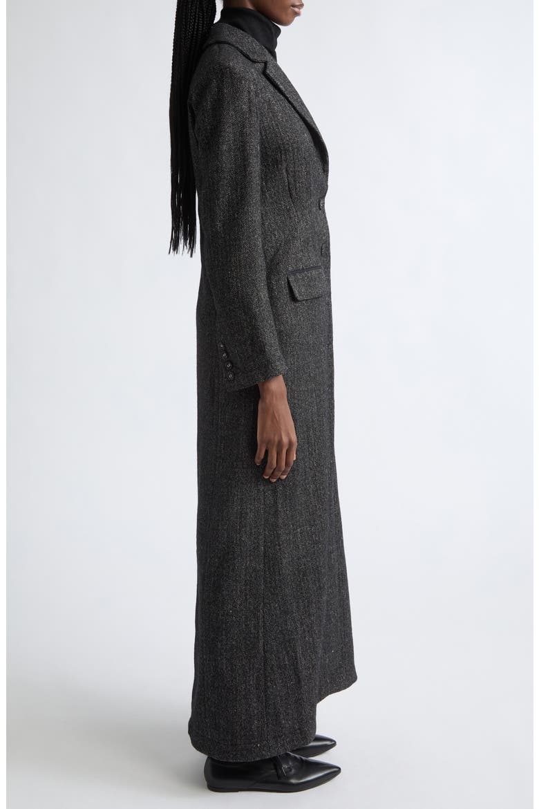 Herringbone Linen & Wool Blend Tailored Overcoat, Alternate, color, WOOL HERRINGBONE