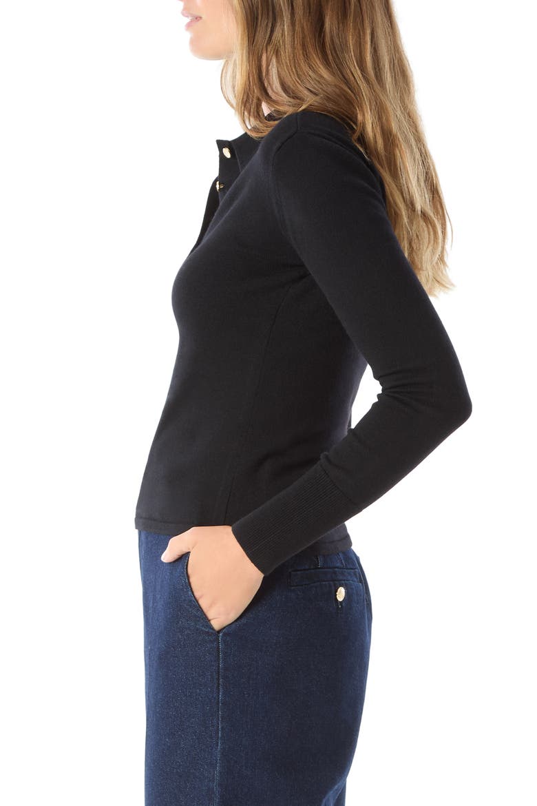 Sinead Polo Sweater, Alternate, color, BLACK