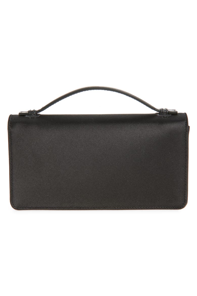 VLOGO Chain Strap Satin Wallet, Alternate, color, BLACK/ CRYSTAL