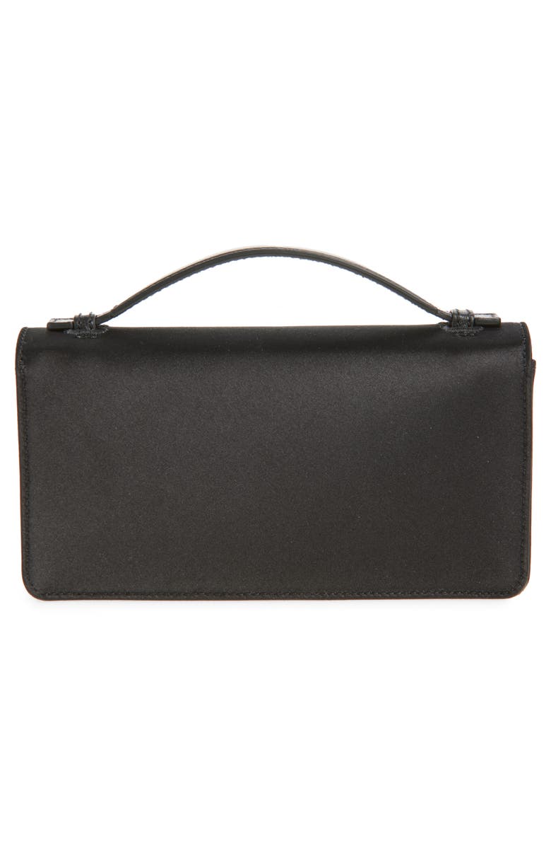 Valentino Garavani VLOGO Chain Strap Satin Wallet, Alternate, color, Black/ Crystal