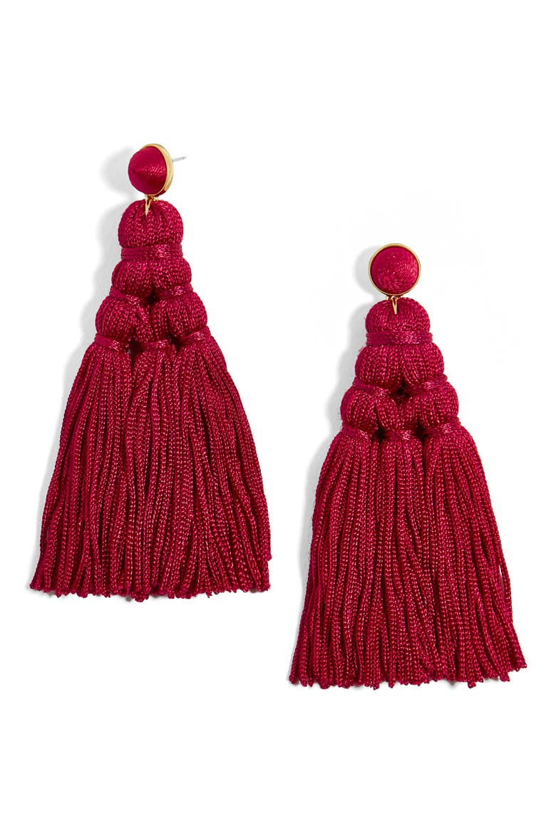 Miana Tassel Drop Earrings, Main, color, RED