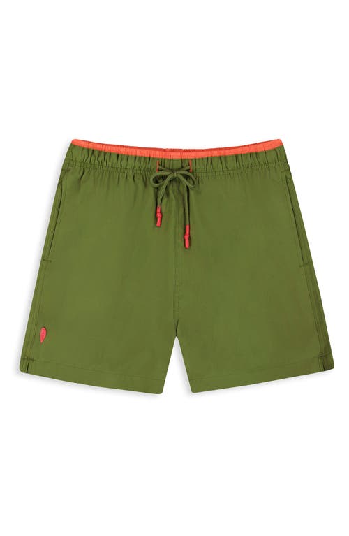 Sunset X Vine Contrast Trim Solid Swim Trunks