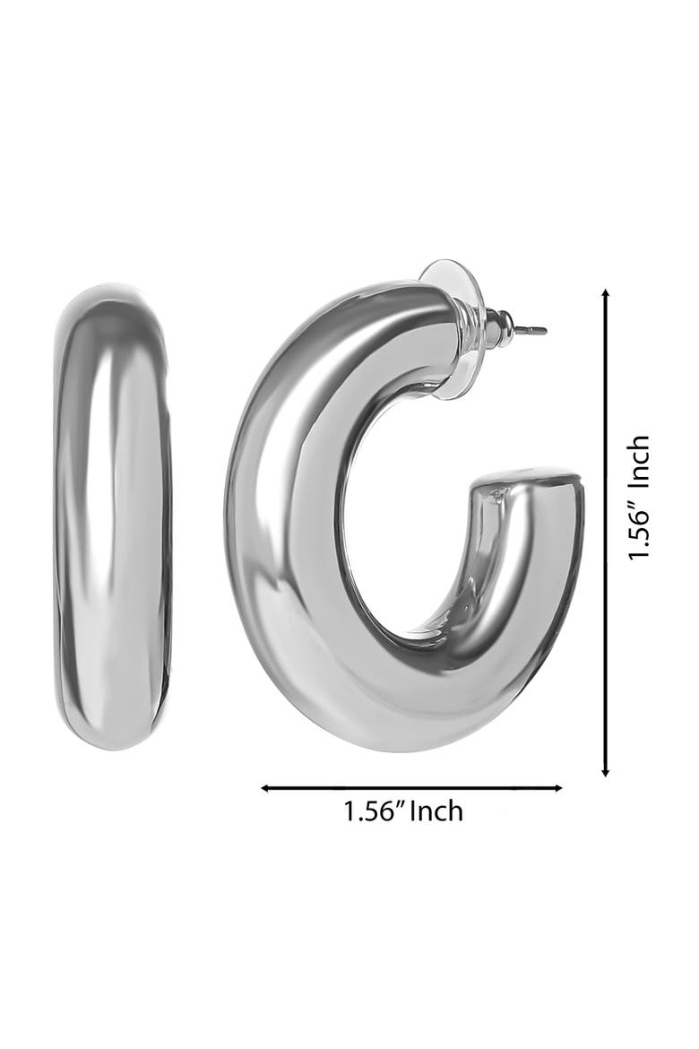 Mini Chunky Silver Hoop Earrings, Alternate, color, Silver