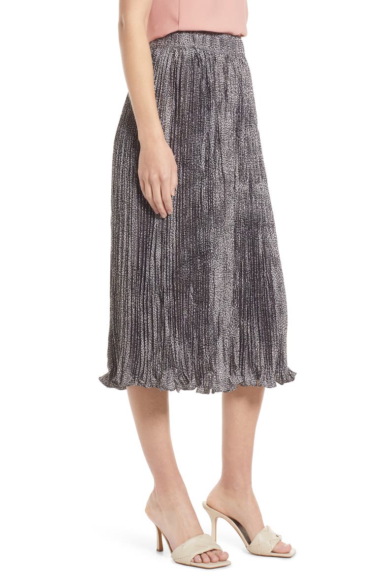 Crinkle Texture Midi Skirt, Alternate, color, BLACK LANGSTON GEO