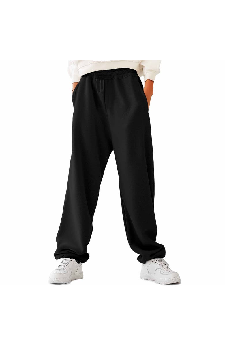 Dalix Mens Ghost Embroidered Fleece Sweats Pants, Main, color, Black