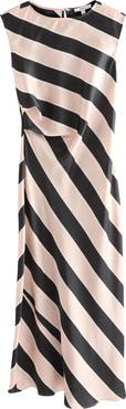 NEXT Stripe Sleeveless Satin Drape Midi Dress