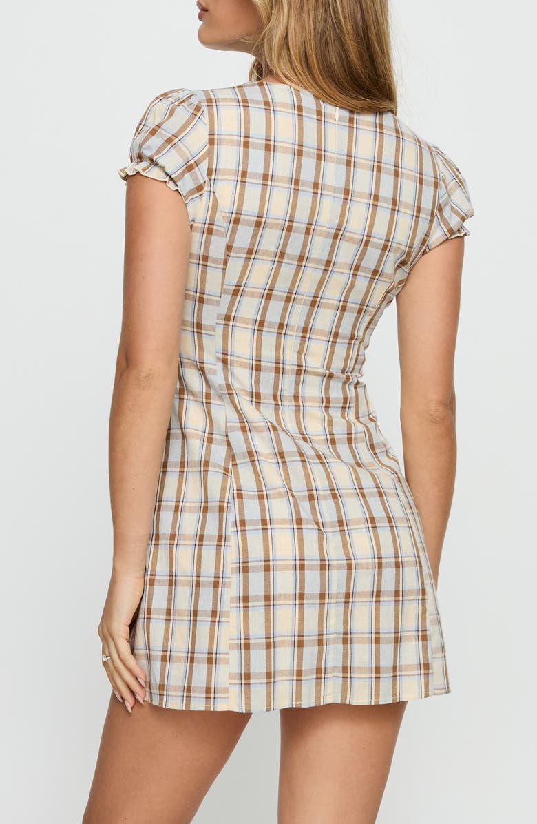 Princess Polly Mystee Check Cotton Skirted Romper, Alternate, color, Blue Check