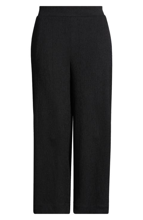 Crinkle Ankle Wide Leg Pants (Petite)