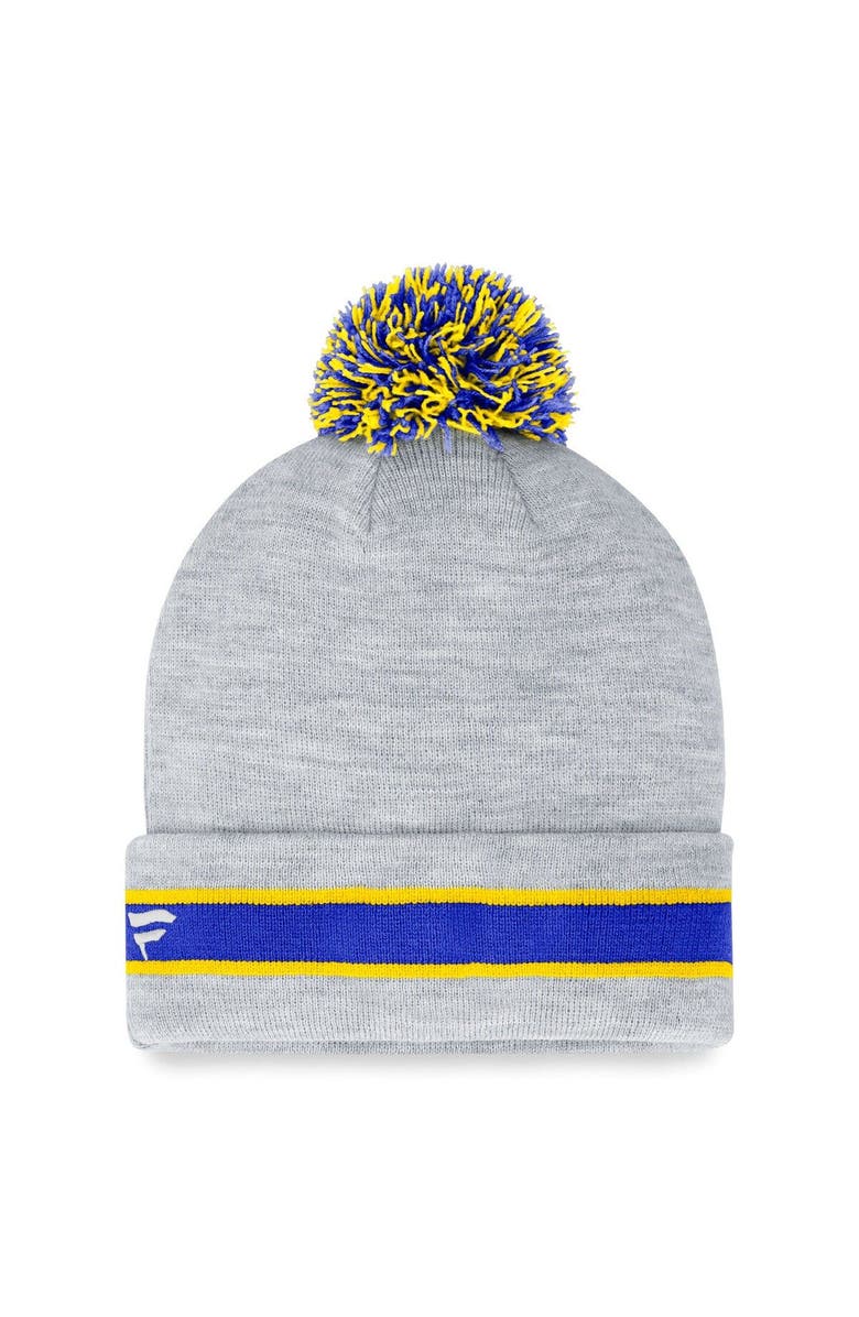 FANATICS Men's Fanatics Branded Heather Gray Los Angeles Rams Cuffed Knit Hat with Pom, Alternate, color,