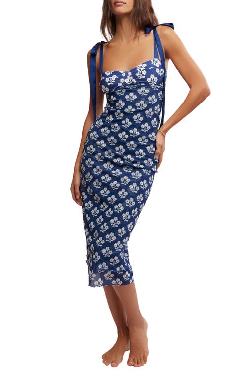 FREE PEOPLE FREE PEOPLE FLORAL LAYERED MESH SLIPDRESS