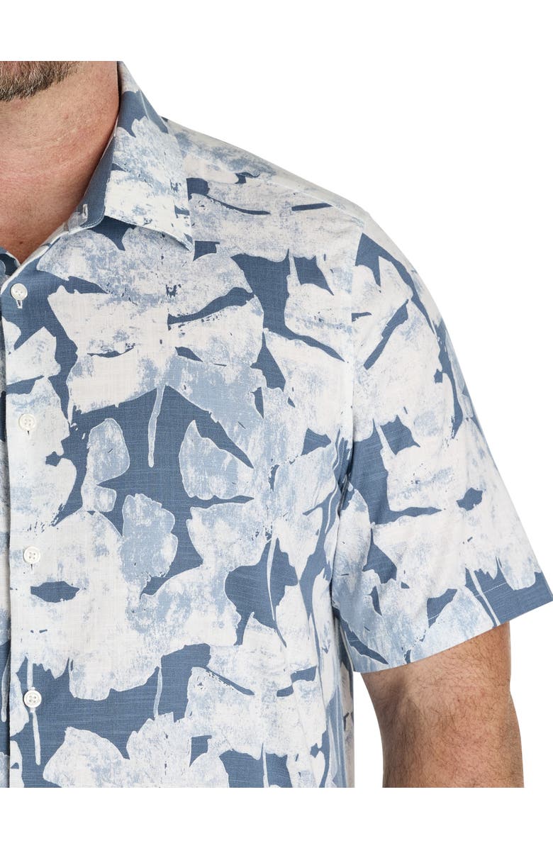 Perry Ellis Big & Tall Abstract Leaf Patterned Sport Shirt, Alternate, color, Blue Mirage