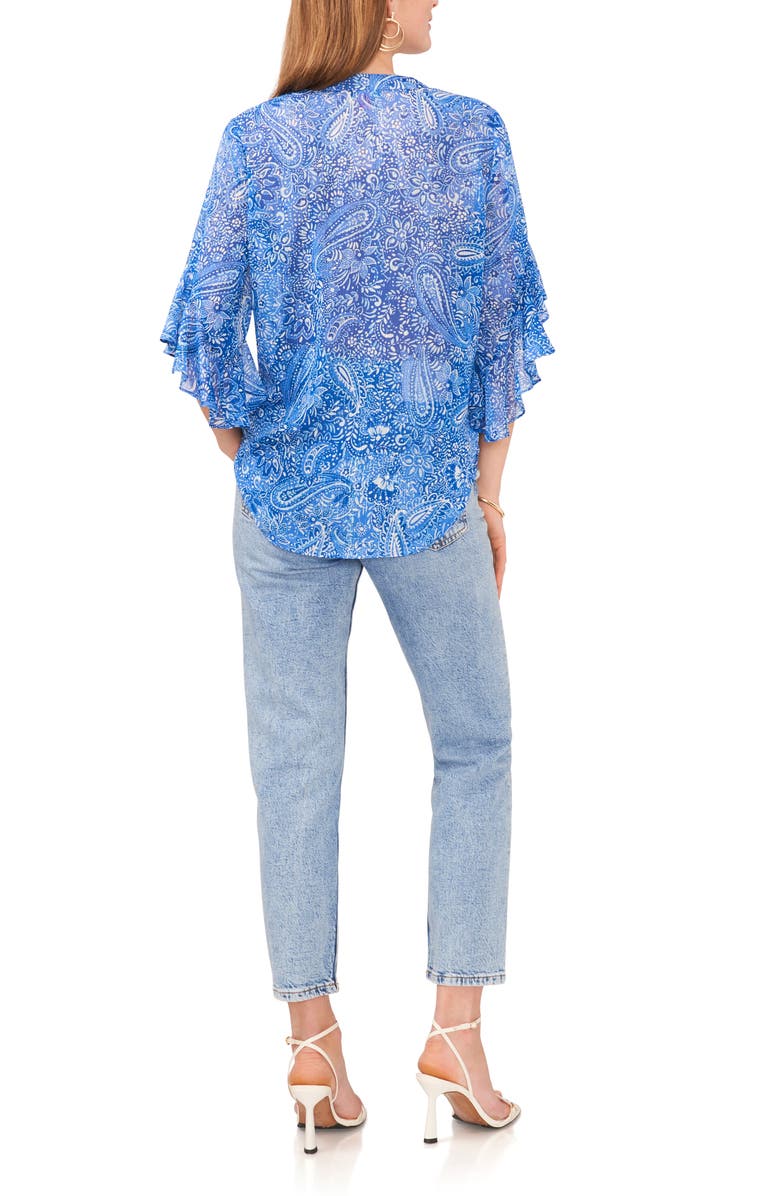 Vince Camuto Metallic Paisley Flutter Sleeve Top, Alternate, color,