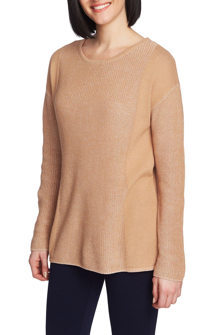 Mixed Gauge Pullover Sweater, Alternate, color, LIGHT FRENCH TRUF