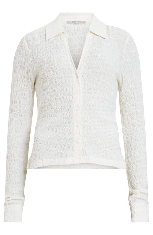 Allsaints Connie Slim Fit Open Neck Shirt In Chalk White