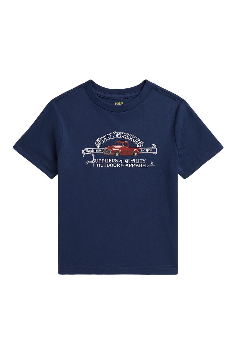 Kids' Graphic Cotton T-Shirt, Main, color, RUSTIC NAVY