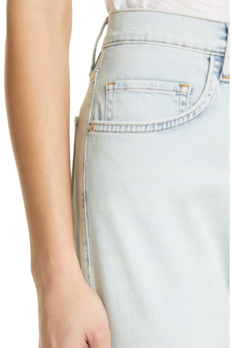 Le Vintage Raw Edge High Waist Denim Bermuda Shorts, Alternate, color, DIVISADERO