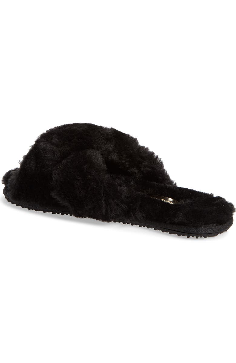 Billini Emery Crisscross Faux Fur Slippers, Alternate, color,