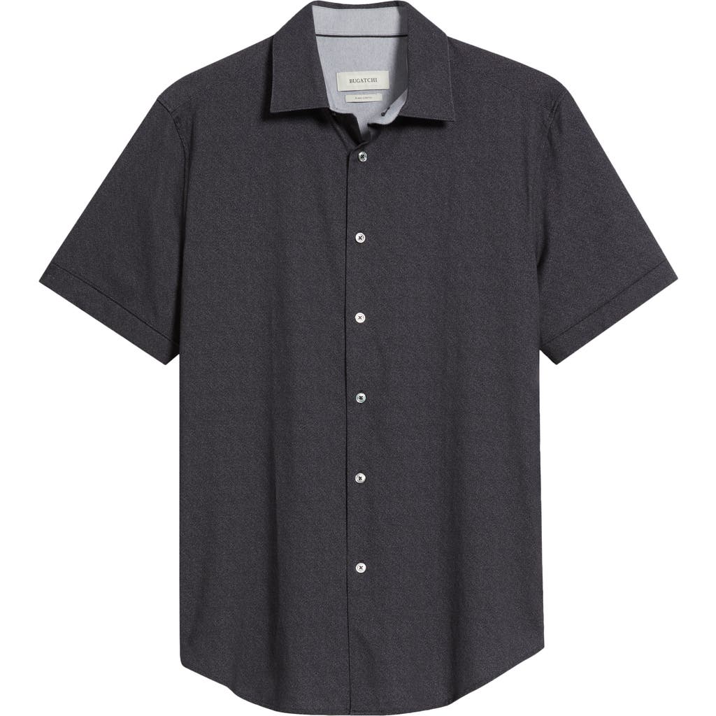 Bugatchi Myron Ooohcotton® Solid Short Sleeve Button-up Shirt In Black