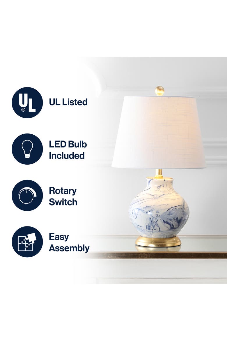 Holly Marbleized Ceramic LED Table Lamp, Alternate, color, Blue/White
