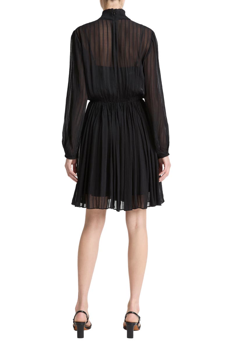 Stripe Long Sleeve Chiffon Dress, Alternate, color, BLACK
