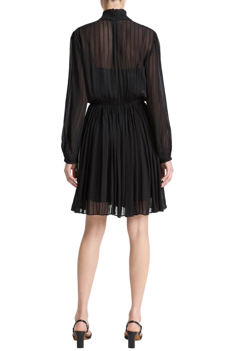 Vince Stripe Long Sleeve Chiffon Dress, Alternate, color, Black
