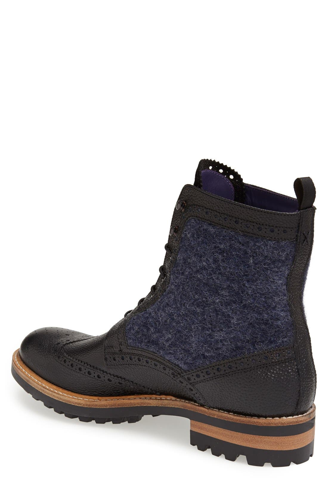 'Camden' Wingtip Boot, Alternate, color, BLACK